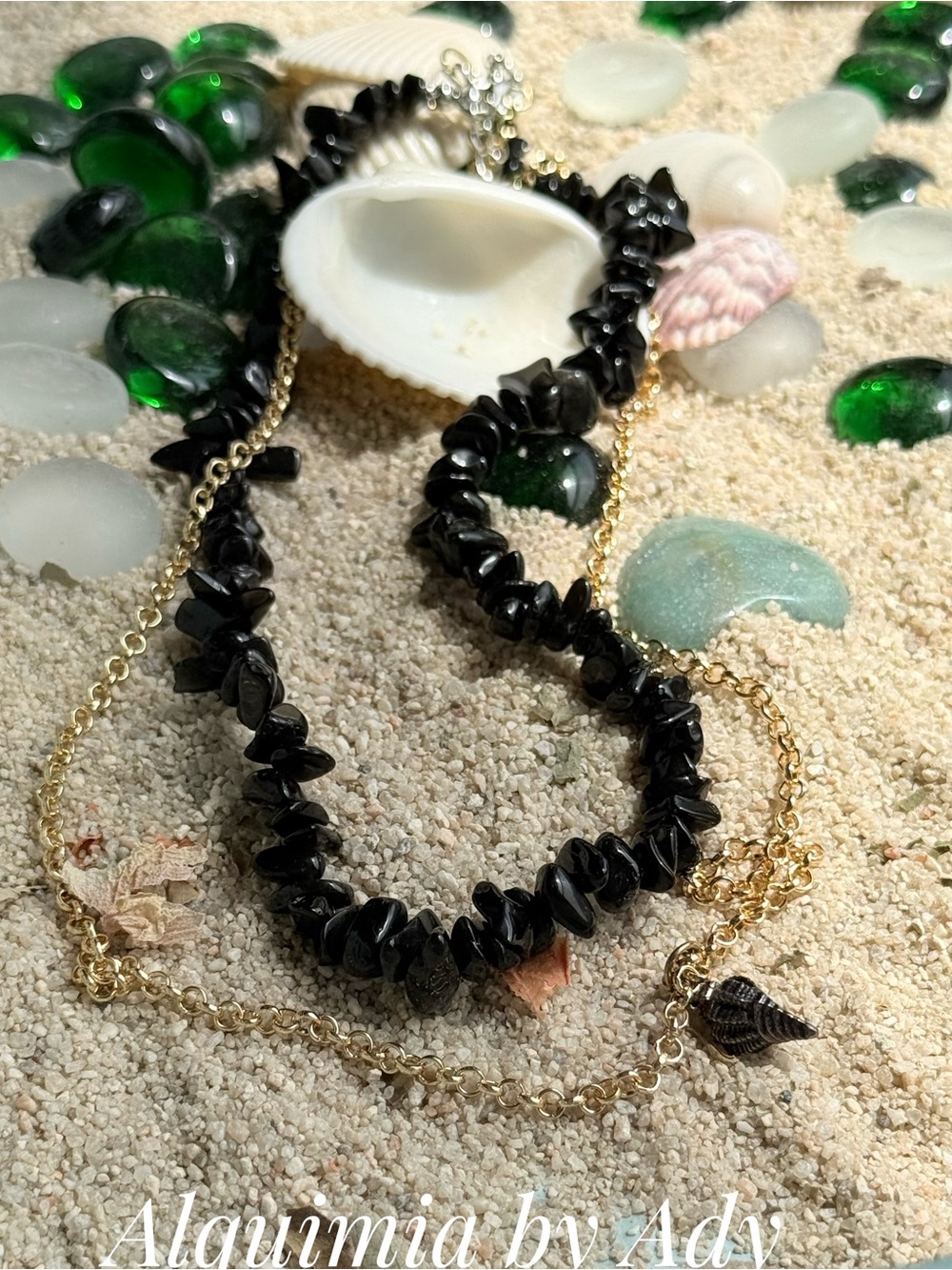 Gold + SHELL 🐚 ONYX Beaded layered necklace